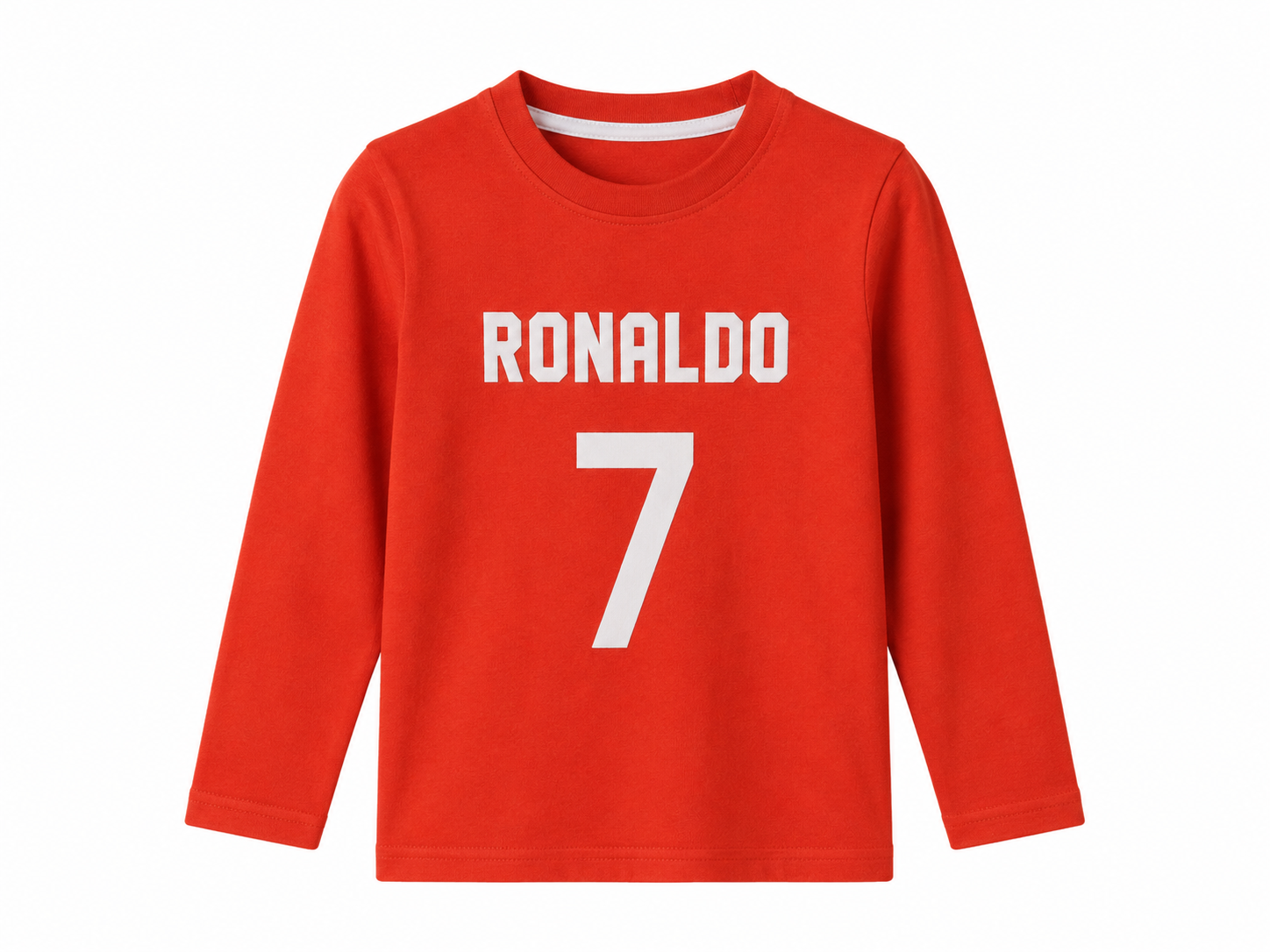 Ronaldo 7 Red Long Sleeve T-Shirt for Boys | Reekaz Kids Soccer Jersey Style | 1-12 Years