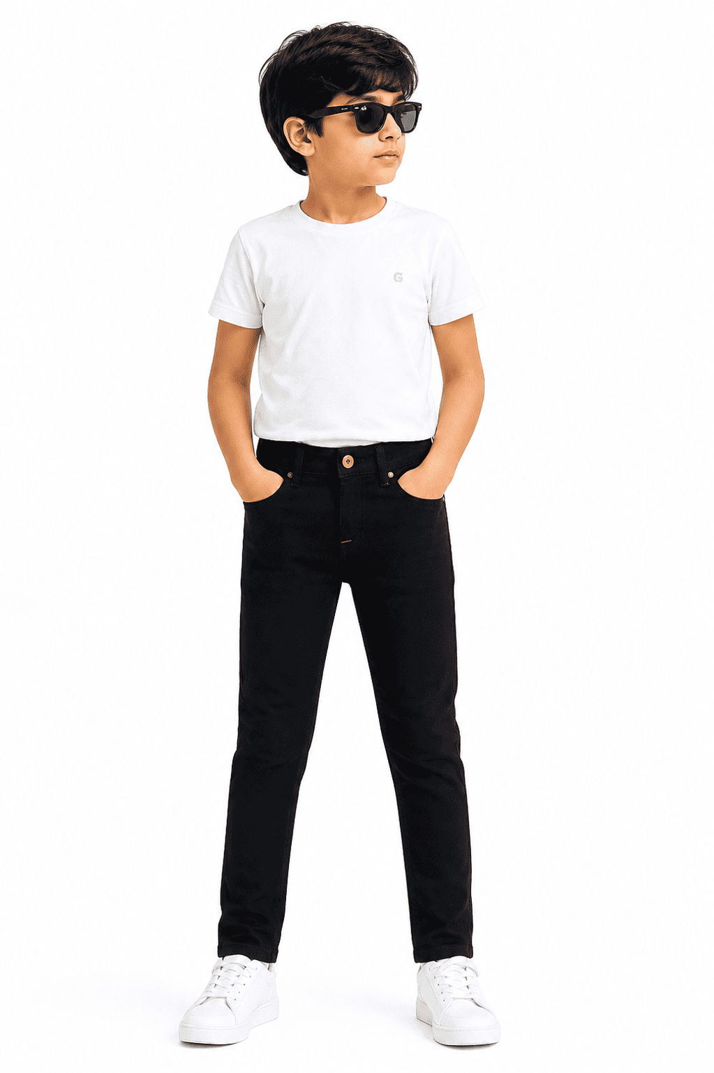 Reekaz Boys Black Denim Jeans – Classic Everyday Full-Length Pant