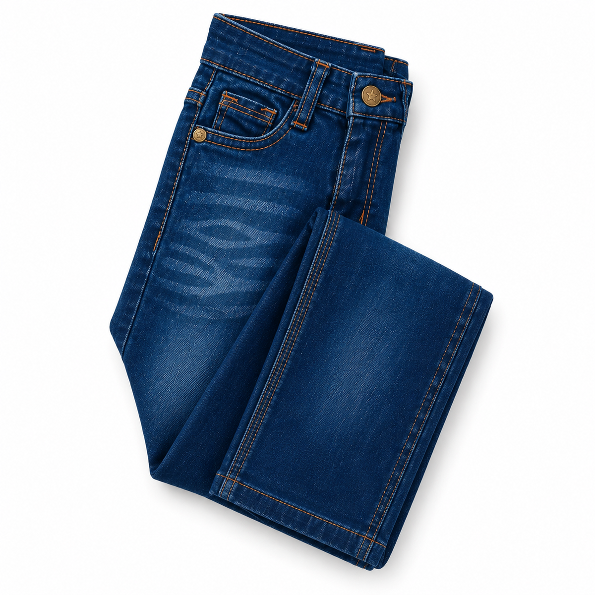Boys Blue Straight Fit Denim Jeans with Whisker Fading