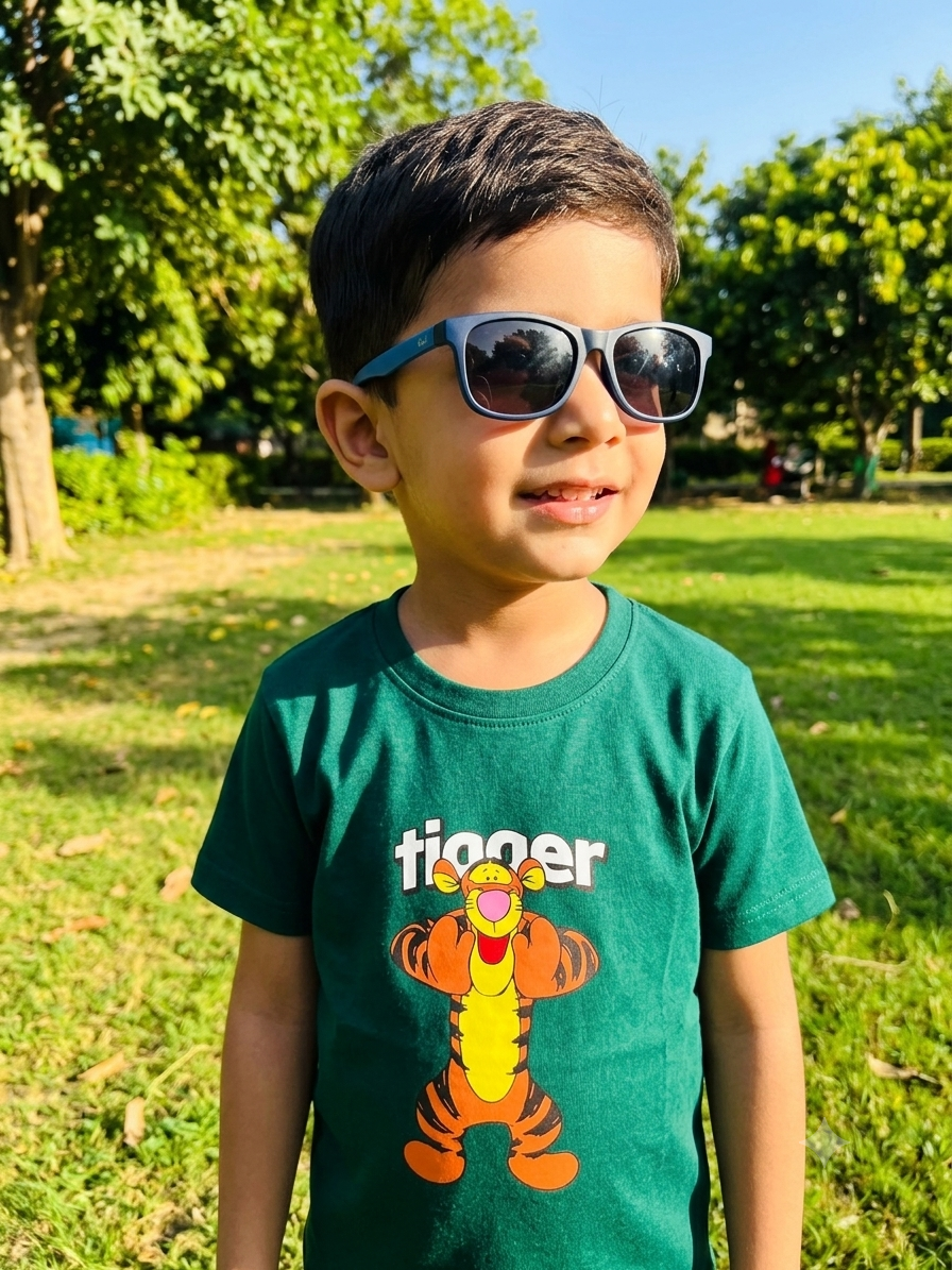 Reekaz Boys Green Tiger Graphic T-Shirt | Soft Cotton Half Sleeve Kids Tee | Casual Summer Wear (1–12 Years)
