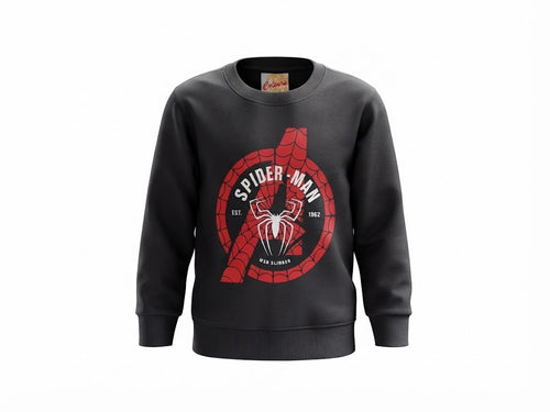 Boys Blue Web Slinger Superhero Printed Winter Sweatshirt