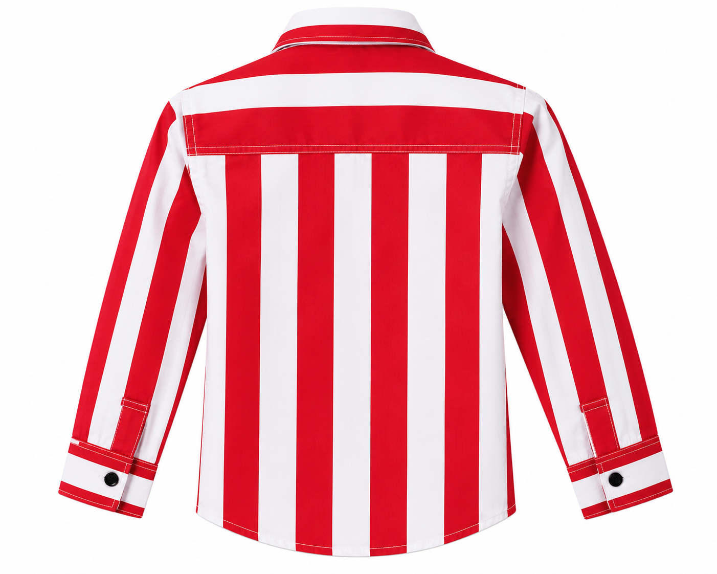 Reekaz Boys Red & White Striped Full Sleeve Button-Up Shirt | Smart Casual Cotton Shirt