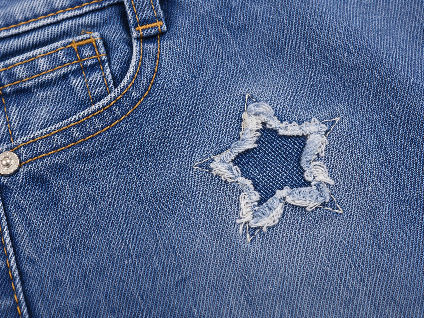 Girls Light Blue Wide Leg Denim Jeans with Distressed Star Patches | High Waist Wide Leg Pants | Ages 1-12 Years | Reekaz