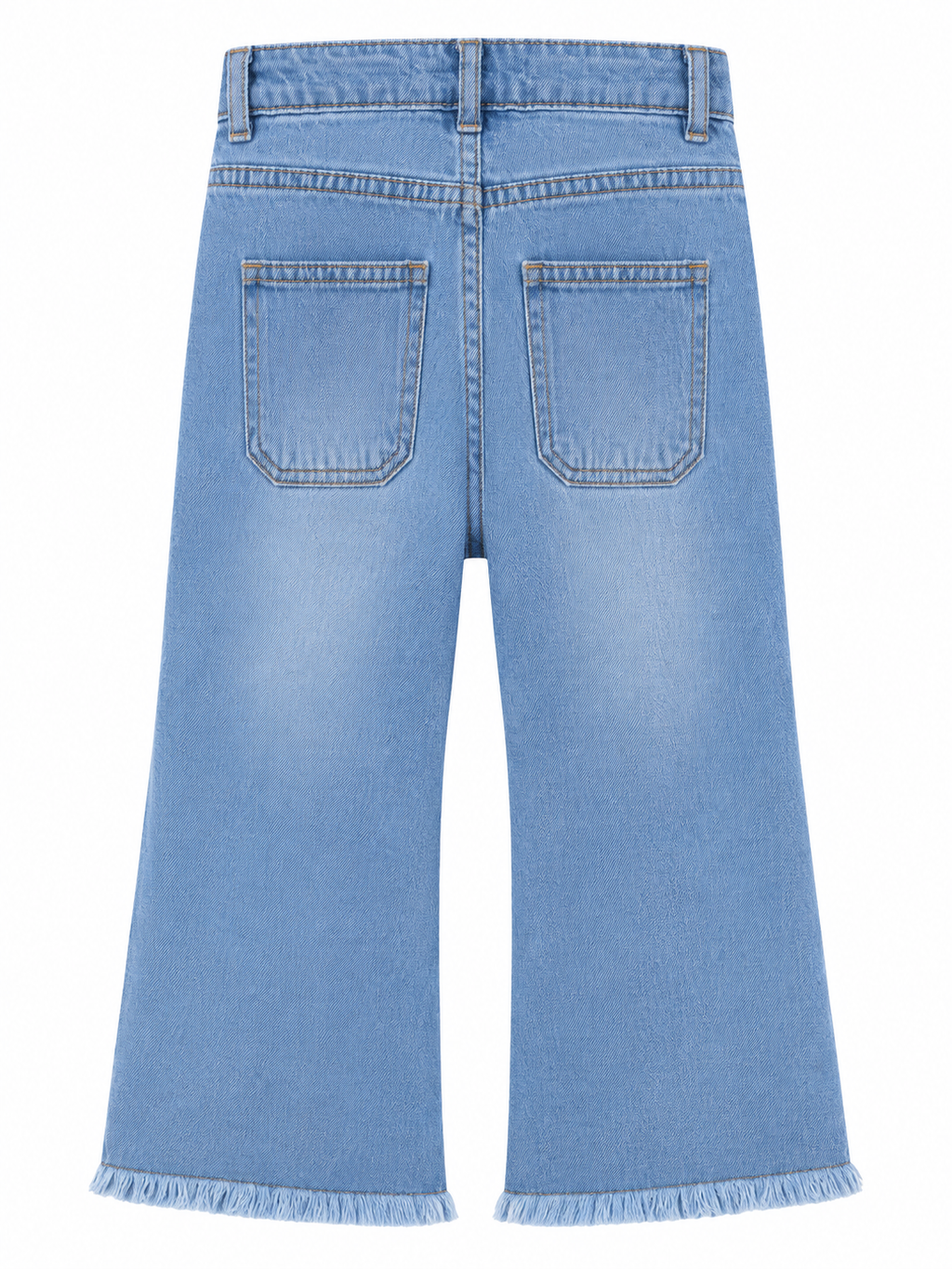 Reekaz Girls Light Blue Embroidered Wide Leg Denim Jeans | Soft Stretch Kids Pants | Ages 1–12 Years
