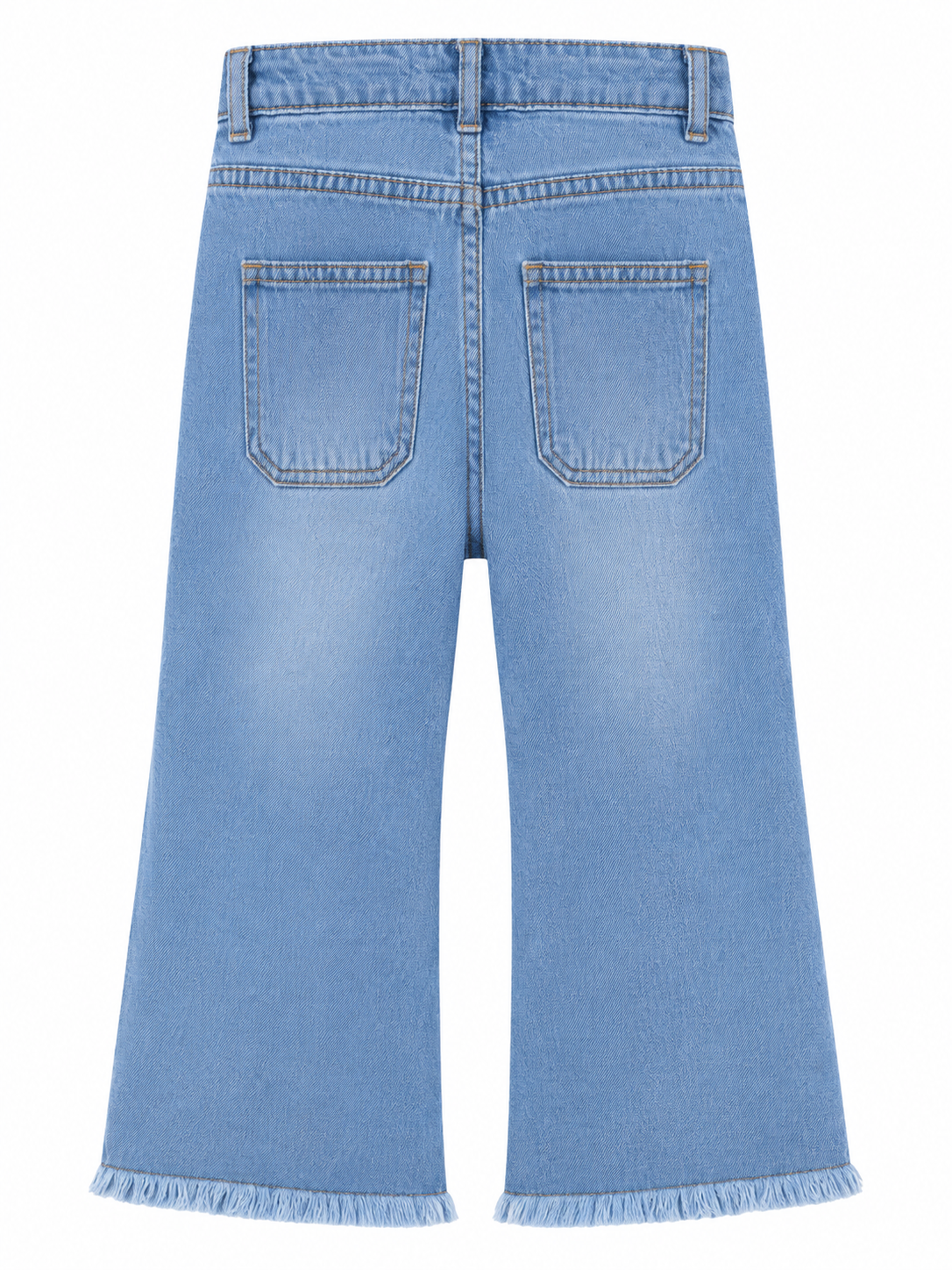 Reekaz Girls Light Blue Embroidered Wide Leg Denim Jeans | Soft Stretch Kids Pants | Ages 1–12 Years