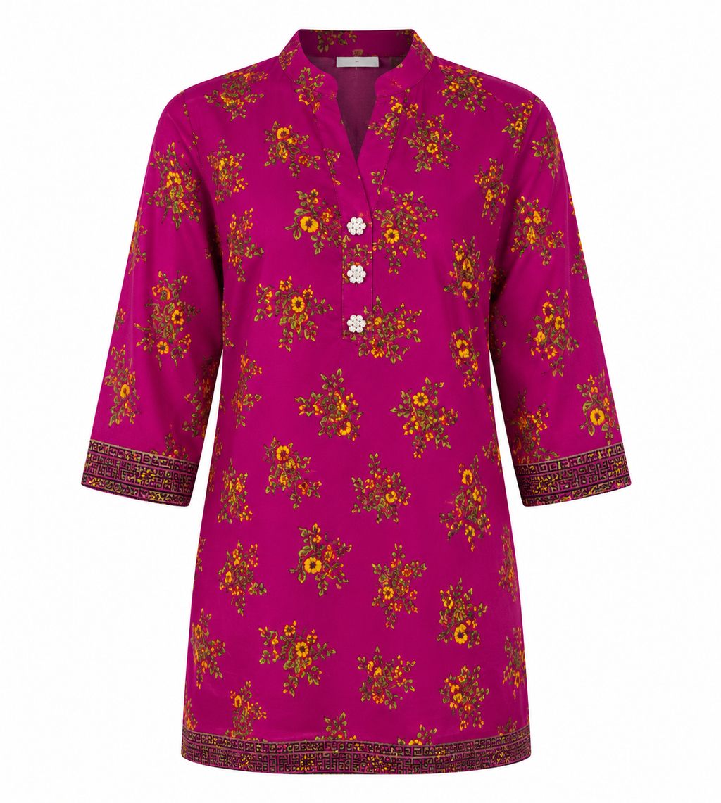 Reekaz Girls Floral Printed Co-Ord Set – Magenta | Soft & Comfortable Cotton 2-Piece Outfit