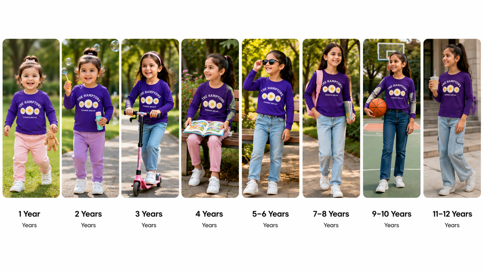 Reekaz Girls Purple Long Sleeve T-Shirt – The Hamptons Summer Dream Graphic Cotton Tee