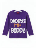 Daddy's Little Buddy Boys Long Sleeve Graphic T-Shirt - Purple | Soft Cotton Tee