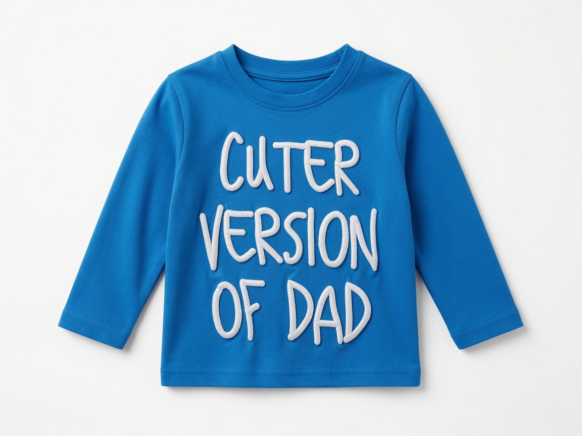 Cuter Version of Dad Blue Long Sleeve T-Shirt for Boys | Reekaz Kids 3D Lettering | 1-12 Years