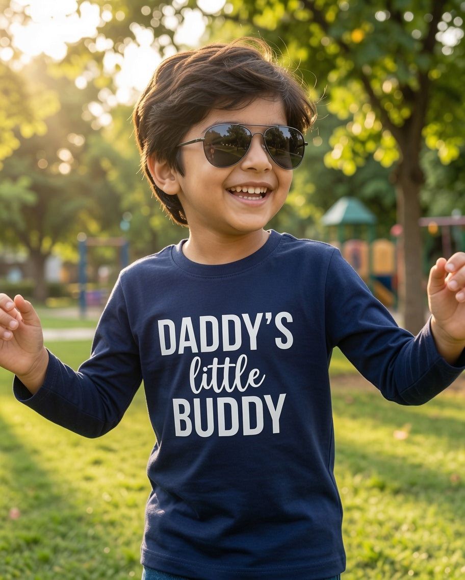Daddy's Little Buddy Navy Blue Long Sleeve T-Shirt for Boys | Reekaz Kids Fashion | 1-12 Years